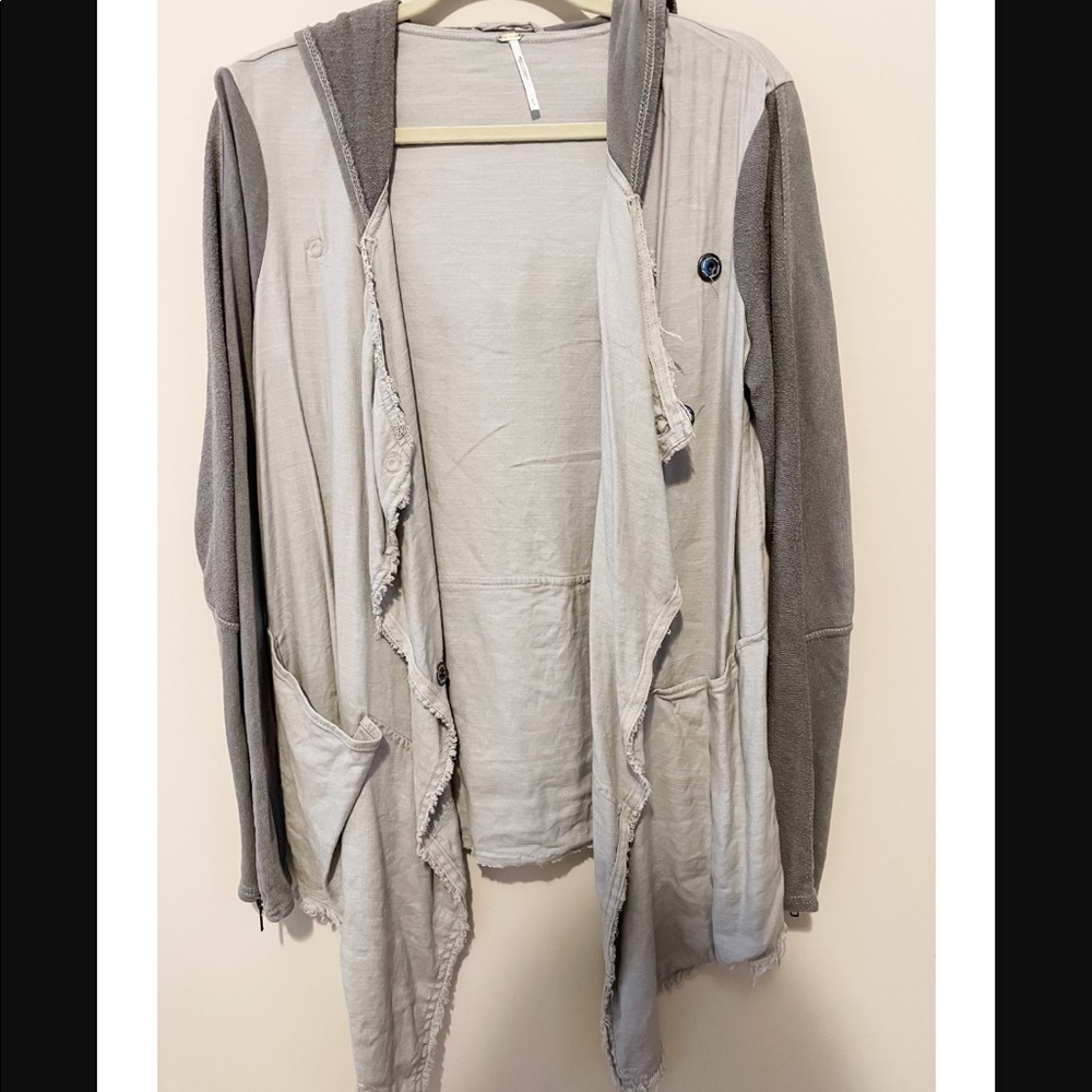 Free People hooded asymmetrical lightweight outerwear
